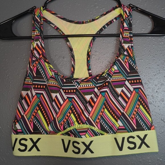 Victoria Secret Womens Aztec Colorful Sports Bra Racer Back The Player Size M - Picture 2 of 6